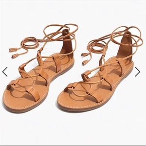 madewell brown leather lace up sandals